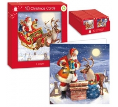 Christmas Square Traditional Outdoor Santa Card Pack Of 10