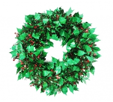 Tinsel Holly Berry Wreath 39cm