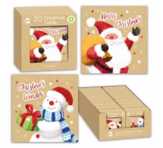 Christmas Santa And Snowman Mini Square Card Pack Of 20