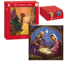 Square Traditional Religious Christmas Cards Pack Of 10