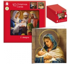 Christmas Square Traditional Religious Card Pack Of 10