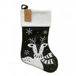Modern Reindeer Black & White Christmas Stocking 40X25cm