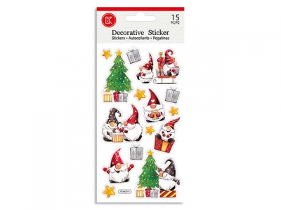 Christmas Puffy Gnome/Santa Stickers. Polybag W/Insert.