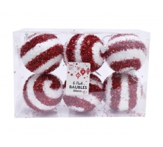 Tinsel Swirl Bauble 80mm 6 Pack
