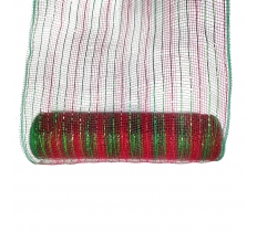 25cm X9M Deco Mesh Red & Green