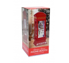 LED Swirling Glitter Santa Telephone Box 26cm