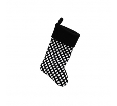 Deluxe Plush Black Knitted White Polka Stocking 40cm X 25cm