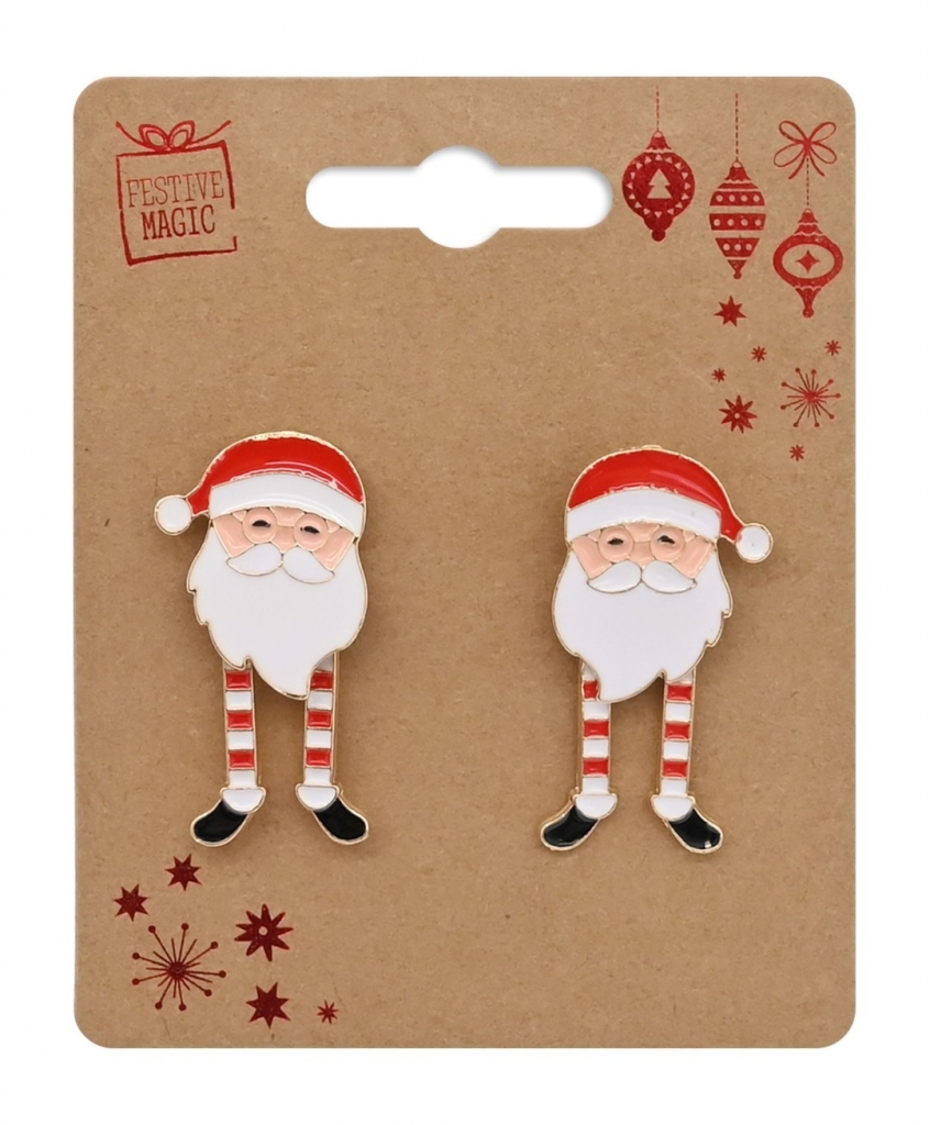 Metal Santa Dangly Earrings - Click Image to Close
