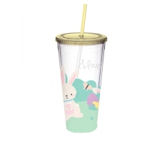 Easter Printed Tumbler with Spiral Straw 400ml