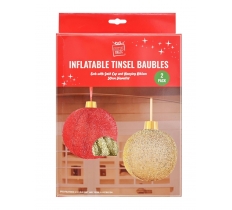 Christmas Inflatable Tinsel Bauble 30cm 2pk