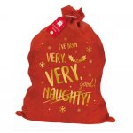 Christmas Sack Red Hessian & Gold Print