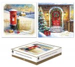 Christmas Cards 12 Square Boxed Postbox / Door