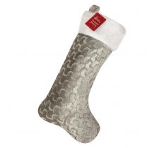 Deluxe Christmas Velvet Silver Stocking 50cm X 20cm