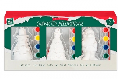 Christmas Paint Your Own Plaster Character Decorations 3pk