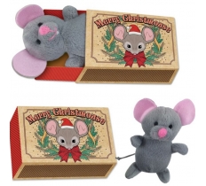 Christmas Plush Mouse In A Matchbox 12 X 8 X 4cm