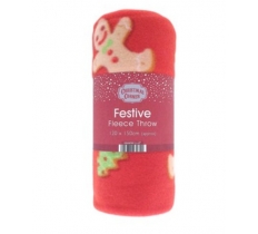 Gingerbread Festive Design Fleece Blanket Throws 120x150cm