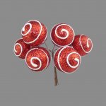 6 3cm Swirl Candy Ball Pick Red