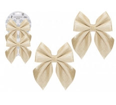 Shiny Fabric Bow 12cm X 13cm Gold 2PC