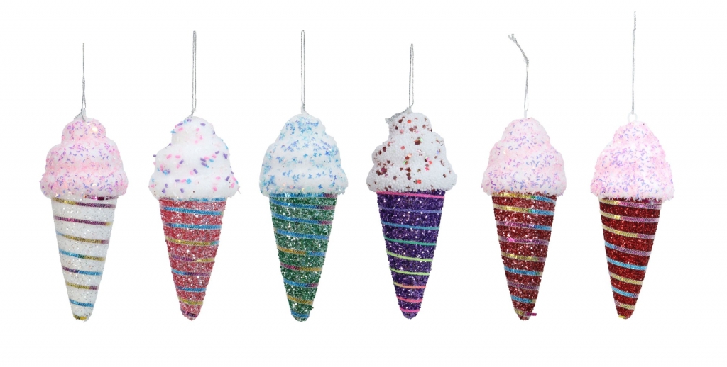 Christmas Hanging Icecream Rainbow Cone 15cm - Click Image to Close