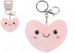 Ultra Soft Pink Heart Shaped Pom Pom Keychain