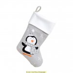 Deluxe Plush Silver Knitted Penguin Stocking 40cm X 25cm