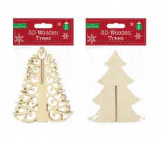 3D Wooden Filigree Tree 2 Pack