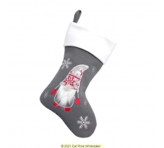 Deluxe Plush Grey Knitted Gonk Gnome Stocking 40cm X 25cm