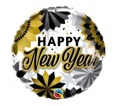 Qualatex 18" Round New Year Black & Gold Fans Balloons