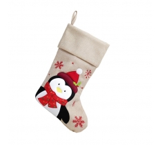 Deluxe Plush Hessian Penguin Stocking 40cm X 25cm