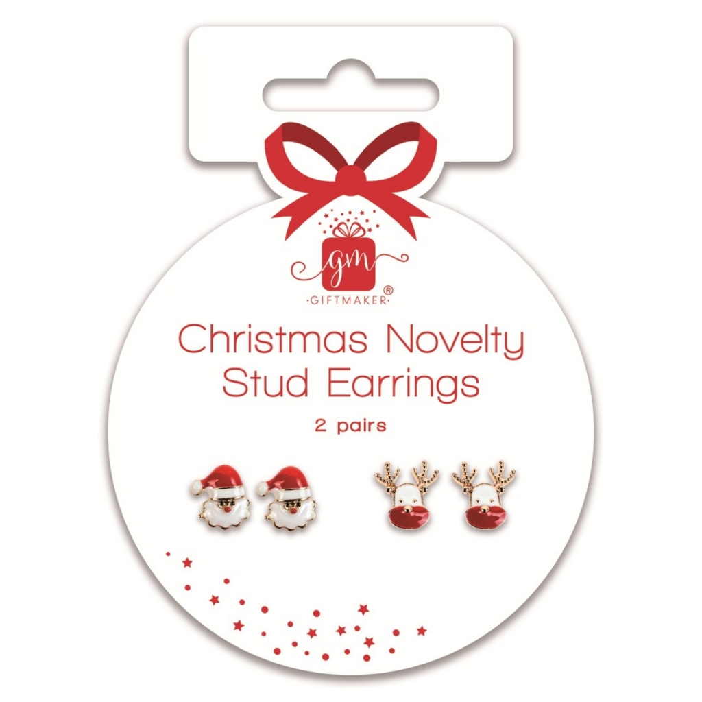 Christmas Novelty Stud Earrings Pack Of 2 - Click Image to Close