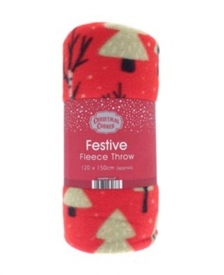 Christmas Forest Festive Design Fleece Blanket Throws