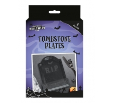 Halloween Embossed Tombstone Shaped Paper Plates 8pk