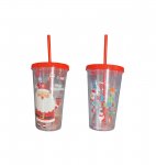 Deluxe Christmas Drinking Cup With Straw