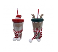 Deluxe Christmas Scarf Drinking Cup With Straw