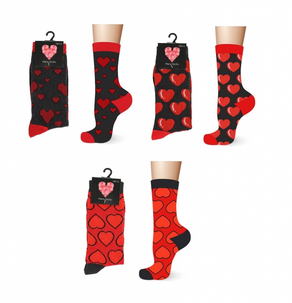 Mens Cotton Valentines Day Design Socks - Click Image to Close