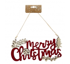 Flocked Merry Christmas Sign Glitter