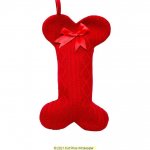 Deluxe Plush Red Knitted Bone Stocking With Bow 40cm X 25cm