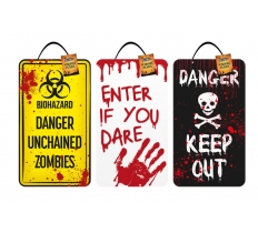 Halloween Warning Plaque 40 x 23cm