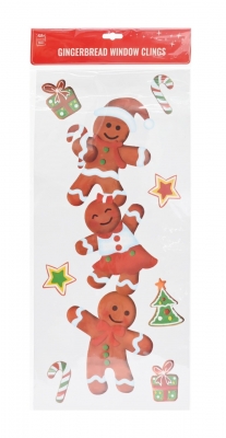 Gingerbread Window Cling Glitter