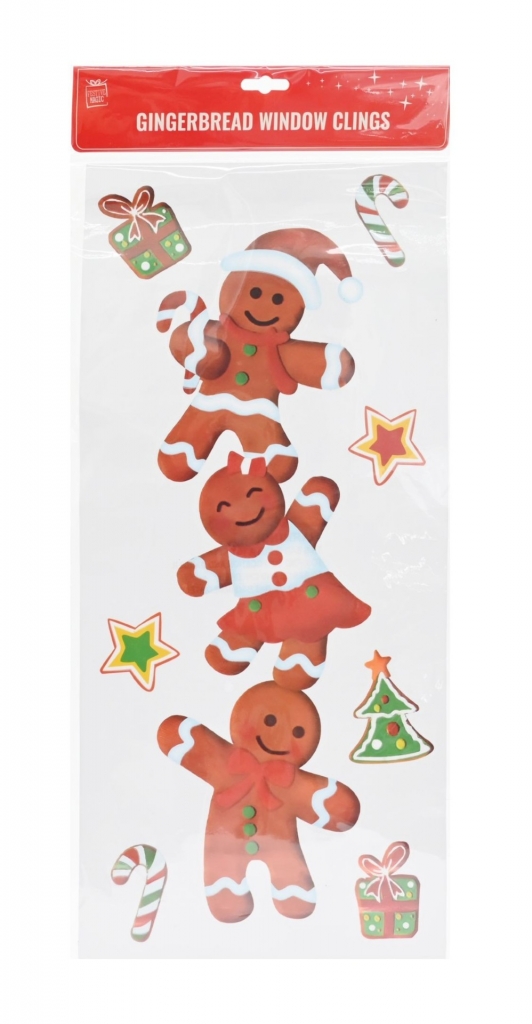 Gingerbread Window Cling Glitter - Click Image to Close