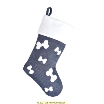 Deluxe Plush Bone Grey Knitted Stocking 40cm X 25cm