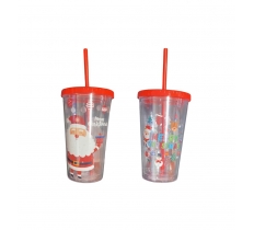 Deluxe Christmas Drinking Cup With Straw
