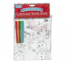 Christmas Colour Your Own Canvas Bag With Felt Tips