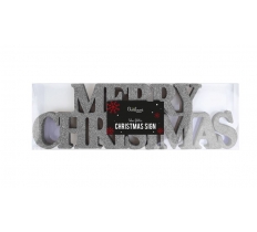 Silver Merry Christmas Glitter Sign