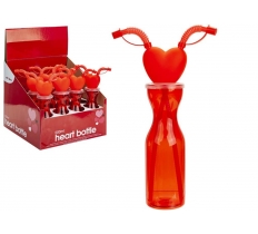 HEART BOTTLE 2 STRAWS 500ML 6.5CM X 25CM