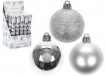 Christmas Bauble Decorations Pack Of 8 Silver 5cm