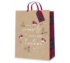 Gift Bag Christmas Kraft Text Extra Large ( 32 X 44 X 11cm)