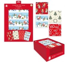 Christmas Gift Wrap 8 Sheets 50 x 50cm ( Assorted Designs )