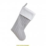 Deluxe Plush Silver Classic Knitted Stocking 40cm X 25cm