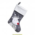 DELUXE PLUSH GREY KNITTED REINDEER STOCKING 40CM X 25CM